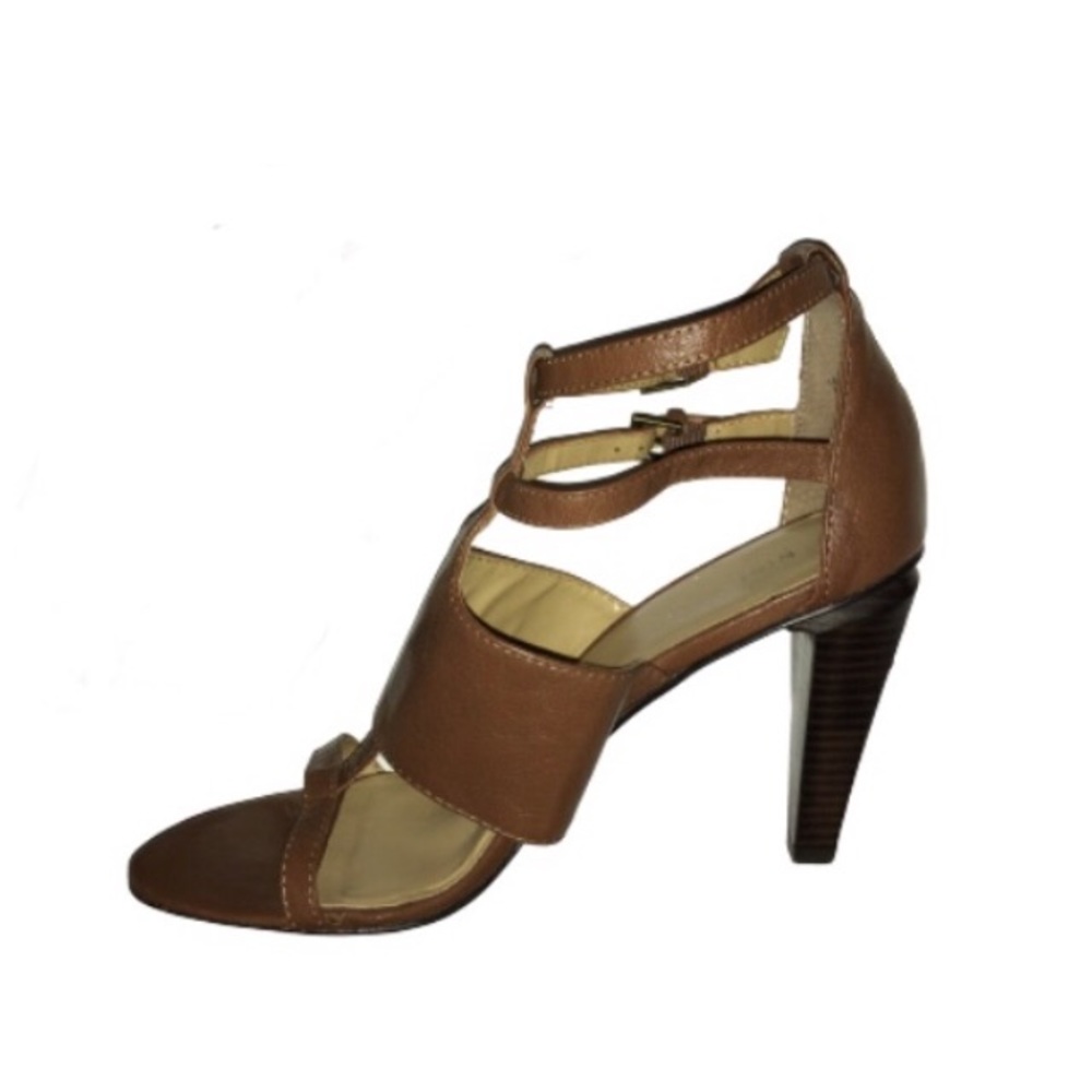 Nine West Brown Tan Open Toe Heels Tamira 7.5